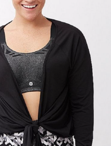 LIVI by LANE BRYANT WOMEN BLACK LIGHTWEIGHT OPEN FRONT CARDIGAN PLUS Sz 14/16
