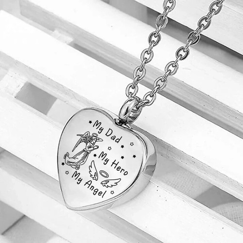 My Dad My Hero My Angel Cremation Urn Necklace Pendant Ashes Memorial Keepsake - Picture 4 of 7