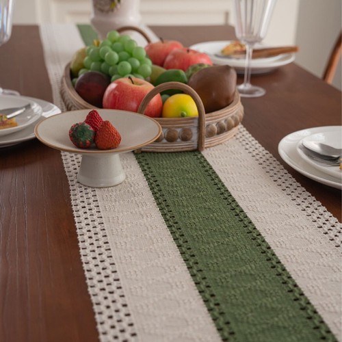 Crochet Table Runner Christmas Party Tassel Dining Table Cloth Cover Home Decor - Bild 21 von 36