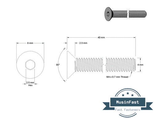 M3 M4 M5 M6 M8 Stainless Steel Hex Drive Flat Head Screw A2 Qty:10,20,50,100pcs - Picture 35 of 95