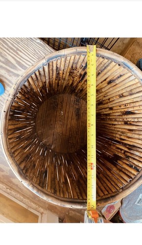 Vintage runder handgefertigter Bambus Wäschekorb Eimer Aufbewahrungskorb selten Boho - Bild 9 von 10