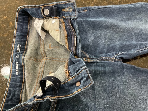 Old Navy Boy's Jeans Size 12 Slim Built In Flex Straight Blue Button Adjust 150 - Picture 7 of 8