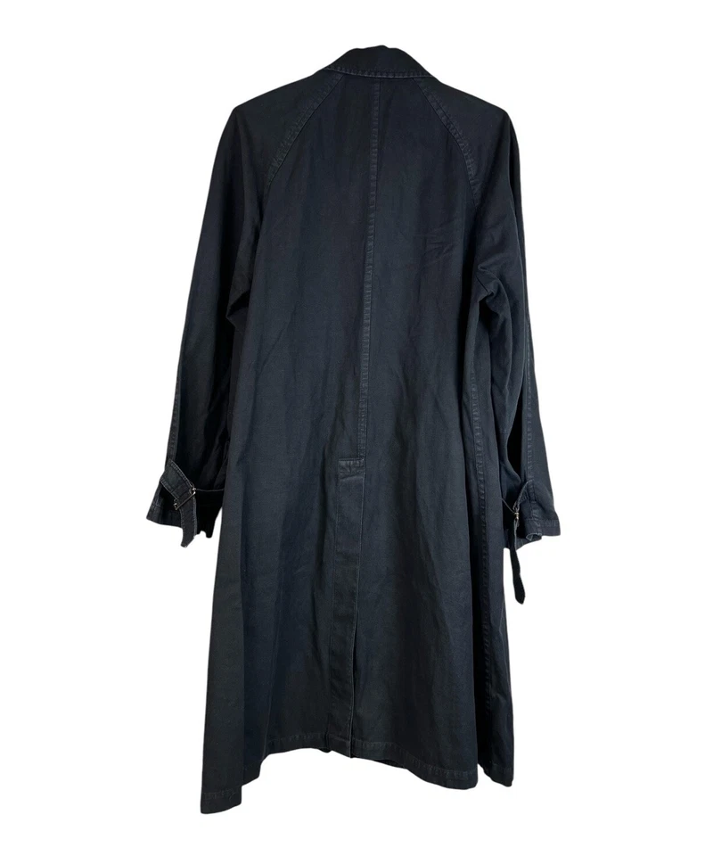 Gabardina larga negra Dries Van Noten para hombre grunge algodón lino talla M Foto 2 de 4