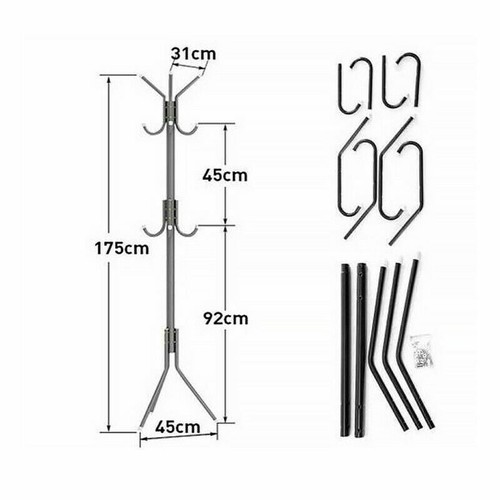 12 Hook Coat Hanger Stand 3Tier Hat Clothes Rack Metal Tree Style Storage White - Picture 3 of 10