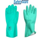 Safetyware Chemical Resistant Flocklined Nitrile Kitchen Dishwashing Work Gloves