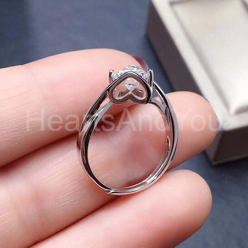 0.5ct Round Cut Moissanite Split Shank Engagement Ring 14k White Gold Plated - Picture 3 of 6