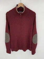 Ibex Sweater Jacket Merino Wool Full Zip Up Sweater Men’s Size Small Red