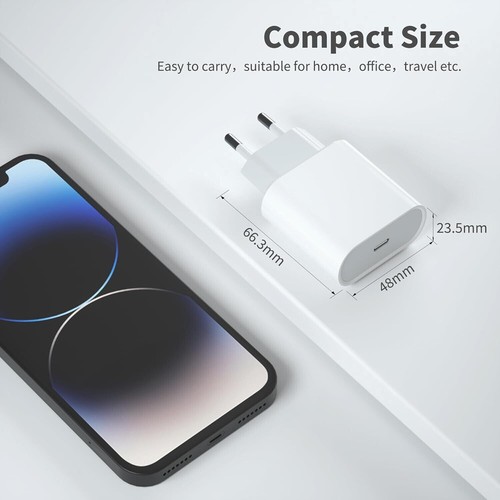 20W USB-C Schnell Ladegerät + USB-C Kabel Weiß für iPhone 15 Pro Max, iPhone 15 - Bild 3 von 5