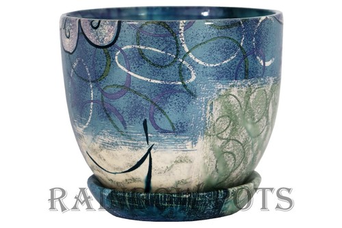 CERAMIC PLANT POTS WITH SAUCER LARGE AND SMALL- 41 COLOURS, FLOWER POTS BONSAI - Picture 34 of 143