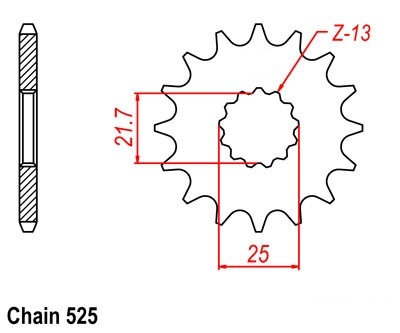 SUZUKI DL V-STROM 15 TOOTH FRONT SPROCKET STOCK 525 CHAIN SERIES - Picture 2 of 2