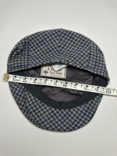 Cappello uomo piccolo berretto lana blu vintage pied de poule tweed cabbie newsboy nuovo con etichette - Foto 8 di 9