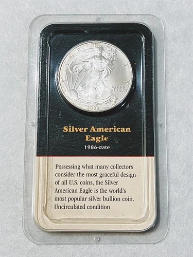 2000 Silver Dollar AMERICAN EAGLE UNCIRCULATED in LITTLETON rainbow toning (c)