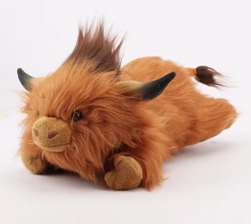 Lying Highland Cow Plush Toy Soft Cute Doll Fluffy Stuffed Toy 30cm - Picture 4 of 5