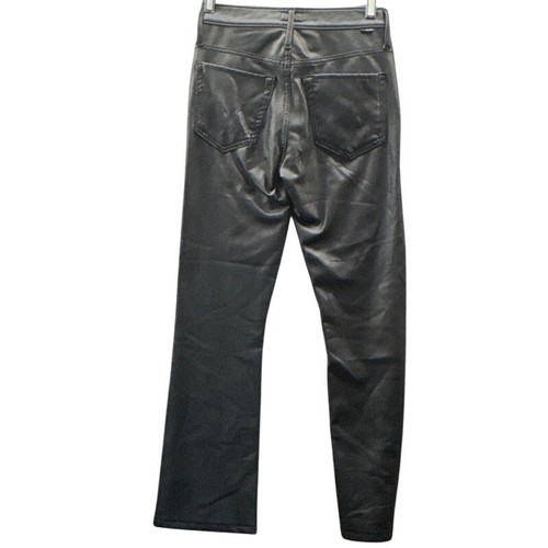 Mother The Insider Ankle Faux Show Black Vegan Leather Pants Women 0/26" - Picture 3 of 8