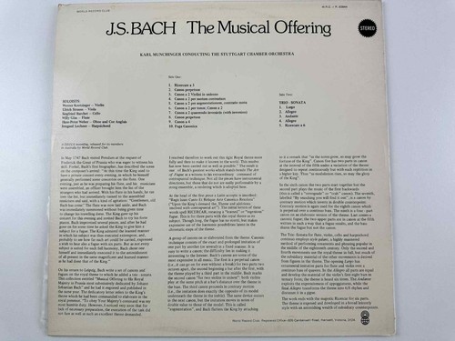 J.S. Bach – The Musical Offering LP Karl Münchinger Stuttgart Chamber Orchestra - Picture 5 of 5