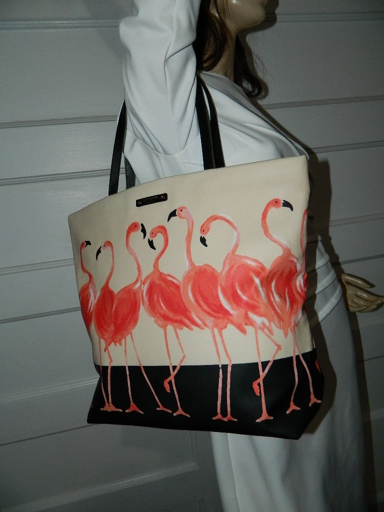 KATE SPADE NEW YORK TAKE A WALK ON THE WILD SIDE FLAMINGO TOTE BAG