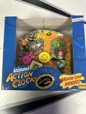 Vtg The Fabulous 60’s Animated Action Clock Moves 24hrs Blacklight Hippie