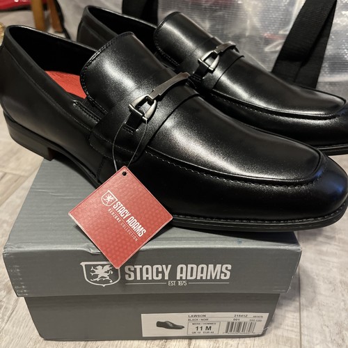 NEU Stacy Adams Lawson Herren Mokassins Slipper Elegant Schuhe Schwarz Größe 11
