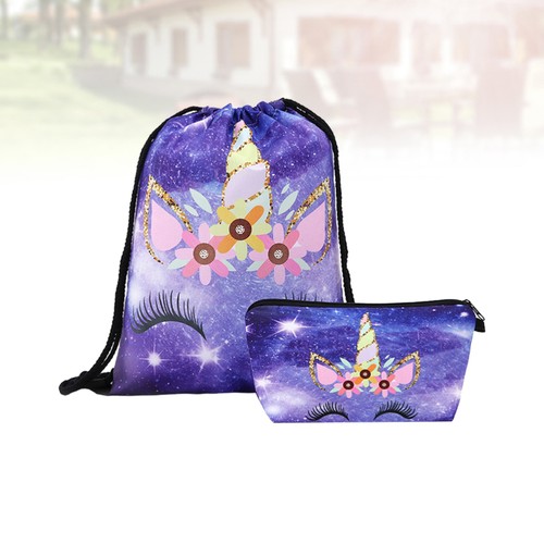2pcs Unicorn Drawstring Backpack 3D Printed Bouquet Pocket Bundle Pocket Make - Picture 4 of 12