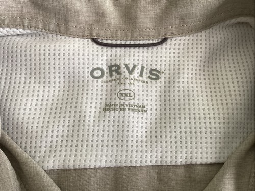 Herren Outdoor Orvis Kurzarm Hemd mit Knopfleiste Pattentasche Polyester Beige XXL - Bild 6 von 9