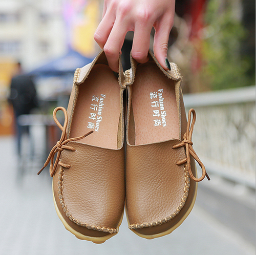 Women Genuine Leather Bowed Flat Shoes Comfy Soft Ladies Moccasin Loafers new - Picture 10 of 31