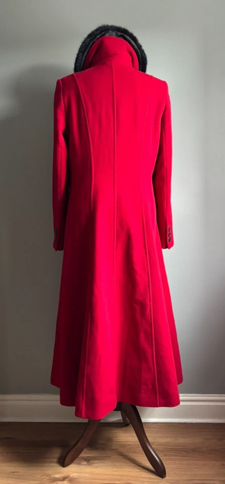 ABRIGO LARGO DE LANA 10 12 ribete de piel militar victoriano cachemir ajuste acampanado WINDSMOOR Foto 4 de 4