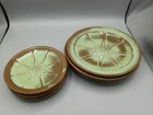 Vintage Green Wagon Wheel Frankoma Pottery Plate Set Of 6