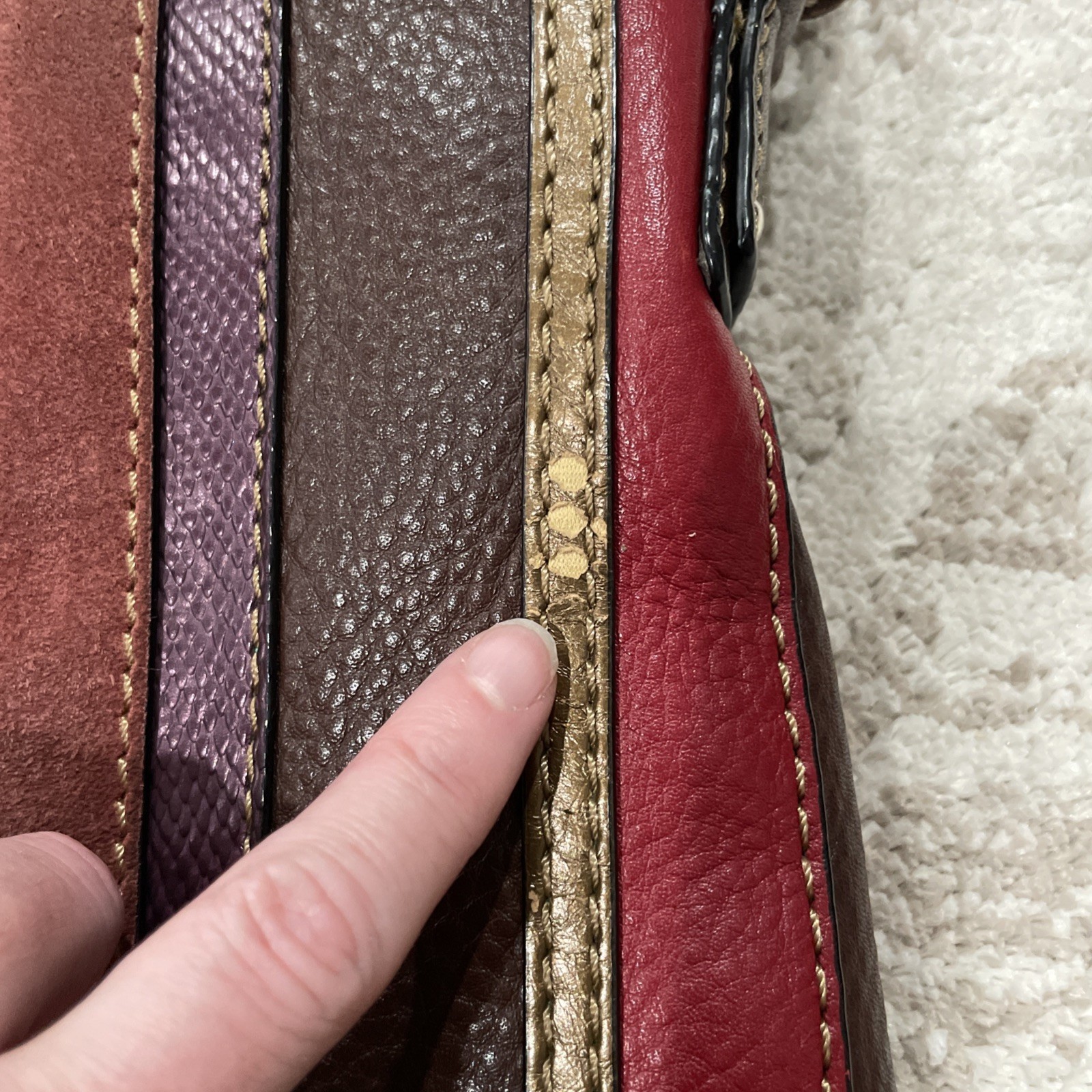 Fossil Striped Patchwork Leather Patchwork Crossb… - image 6