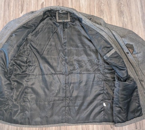 Marc Anthony Bomber Jacket Men's Size XL Charcoal Micro-Check Wool Blend - Picture 14 of 19