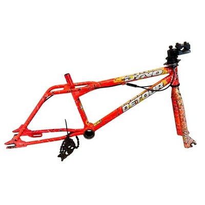Old Mid School 1990s Dyno Detour BMX Frame Fork Orange Splatter 20