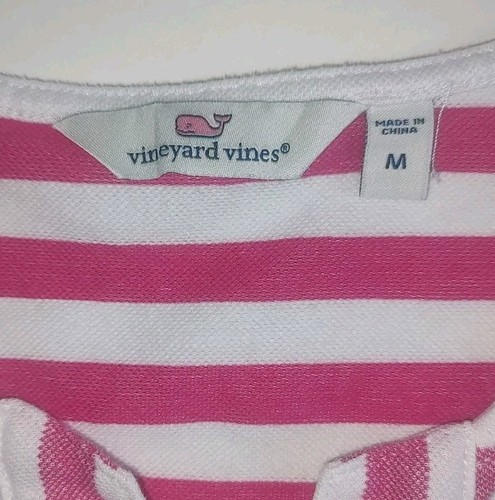 Vineyard Vines Striped Swing Dress Pink White Knit Cotton Blend Pull On Women M - Picture 24 of 24