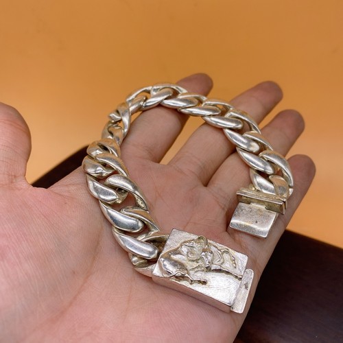 Men's 925 Silver Bracelet. Length 8.6 Inches - Picture 3 of 8