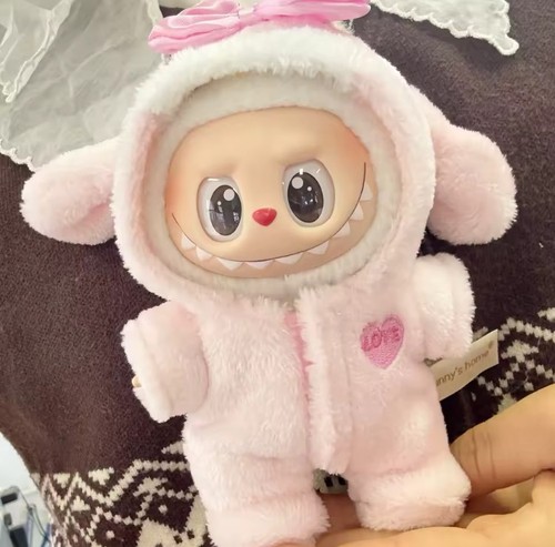 Pink Bunny 1 pieza Pijama con Capucha Labubu Conjunto / Disfraz (Muñeca No Incluida) - Imagen 4 de 15