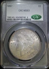 1897 P Morgan Silver Dollar CACG MS63 Choice BU Well Struck Coin CAC #C6