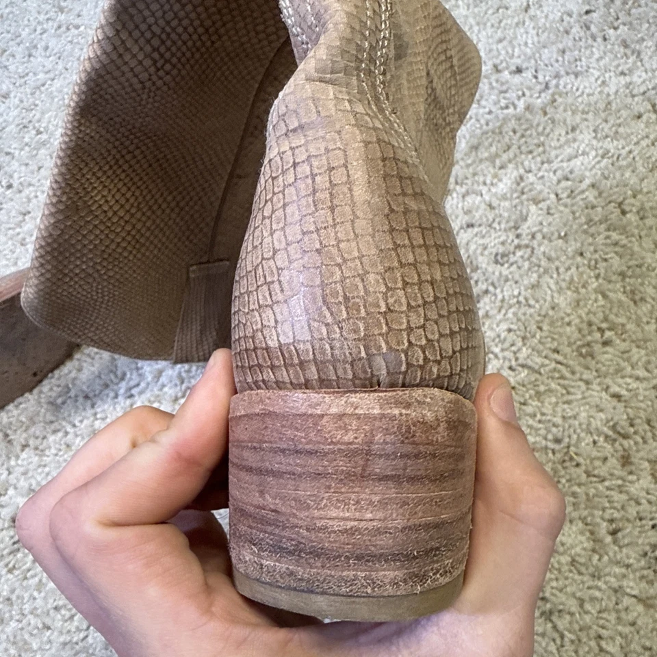 Miz Mooz 皮革及膝西部牛仔靴棕褐色女式 7 码 — 第 4/4 张图片