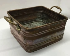 Copper Square Planter Bucket Vintage Dovetail Construction………[S1-3]