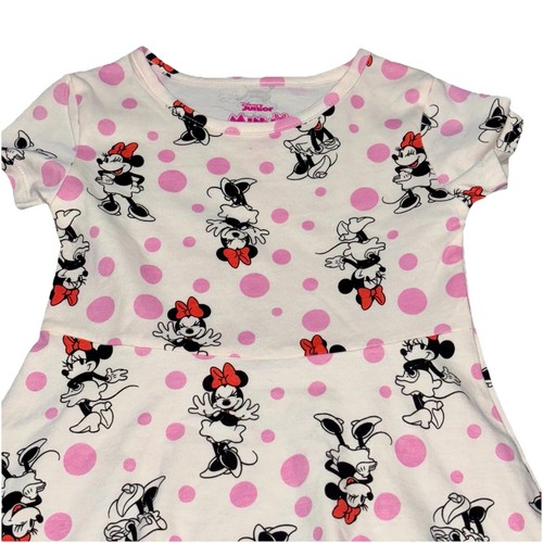 Disney Junior Minnie Mouse Skater Dress 5T Toddler Girl Pink Polka Dots Bows New - Picture 3 of 6