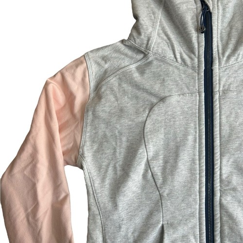 Lululemon On the Daily Hoodie durchgehender Reißverschluss meliert grau pfirsich Größe 6 - Bild 3 von 9