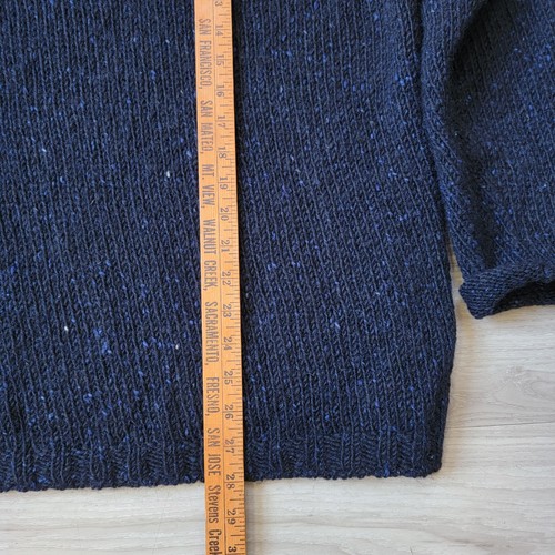 Fisherman Out of Ireland Sweater Men's M Mohair Wool Navy Blue Roll Neck Striped - Picture 10 of 14