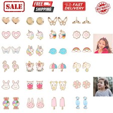 24 Pairs Hypoallergenic Stud Earrings Set for Girls Sensitive Ears With Stain...
