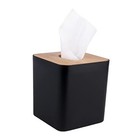Modern Tissue Box Cover with Bamboo Lid, Square Tissue Holder,for Black