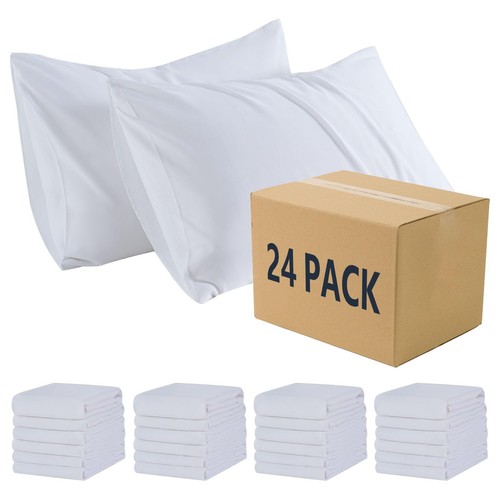 Pillow Cases Bulk 24 Pack - Standard Pillowcases with Envelope Closure, Soft ...