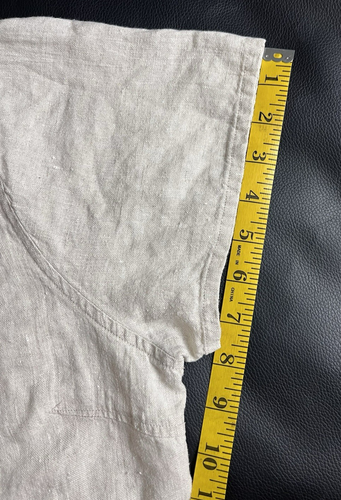 Chico's beige 100% Leinen Kurzarm Hemd mit Knopfleiste Gr. 3 (XL 16) Lagenlook - Bild 9 von 12
