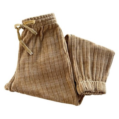 Le Lis Collection Womens S Camel Brown Corduroy Joggers Drawstring Elastic Waist