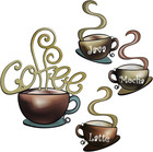 4 Pieces Metal Coffee Cup Wall Decor Coffee Bar Decor Cafe Themed Wall Art Decor