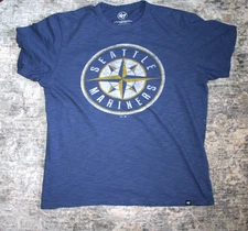 Seattle Mariners '47 Brand Scrum Shirt Mens Large Retro Throwback Logo Blue