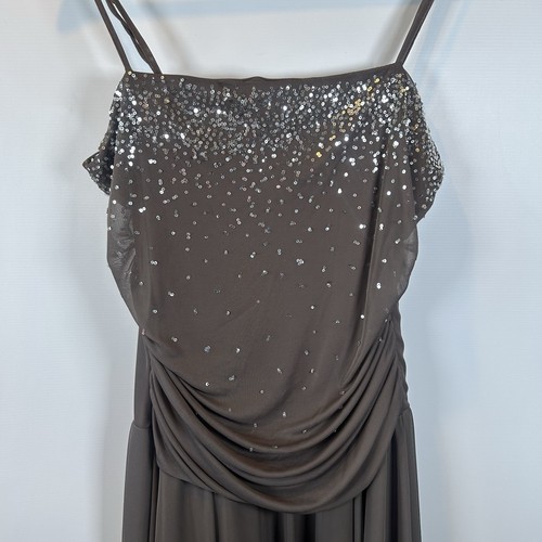 Vintage Y2K Tammy Brown Sequin Party Dress – Handkerchief Hem Ruched Waist Small - Picture 5 of 11
