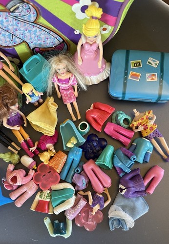 Polly Pocket 2003 Zippered Green Purple Pink Carrying Storage Case W Dolls Misc - Picture 2 of 5