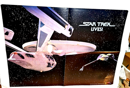 Star Trek Lives! Enterprise vs Klingon Bird of Prey 21"×15,5" 1984 Poster LESEN!