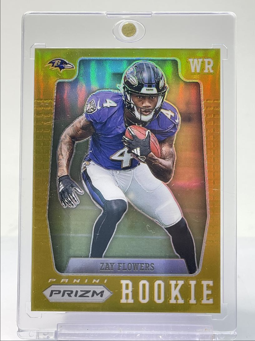 ZAY FLOWERS 2023 PANINI PRIZM FLASHBACK ROOKIE GOLD RAVENS RC /10 Q1331